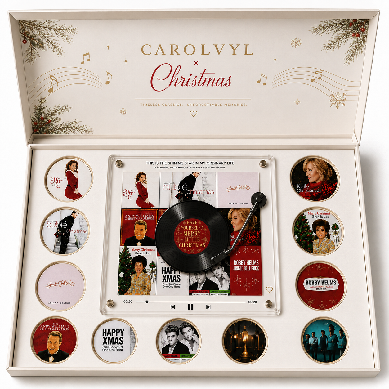 Carolvyl Christmas edition gift box with nine collectable song discs