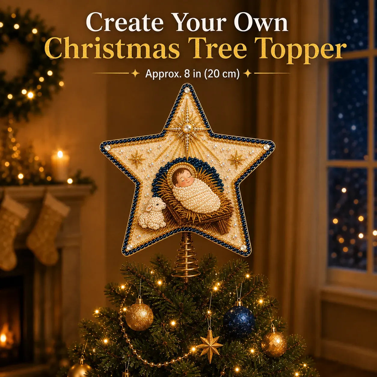  Floralshe DIY Pearl Art Tree Topper - ✝️ The Birth of Jesus