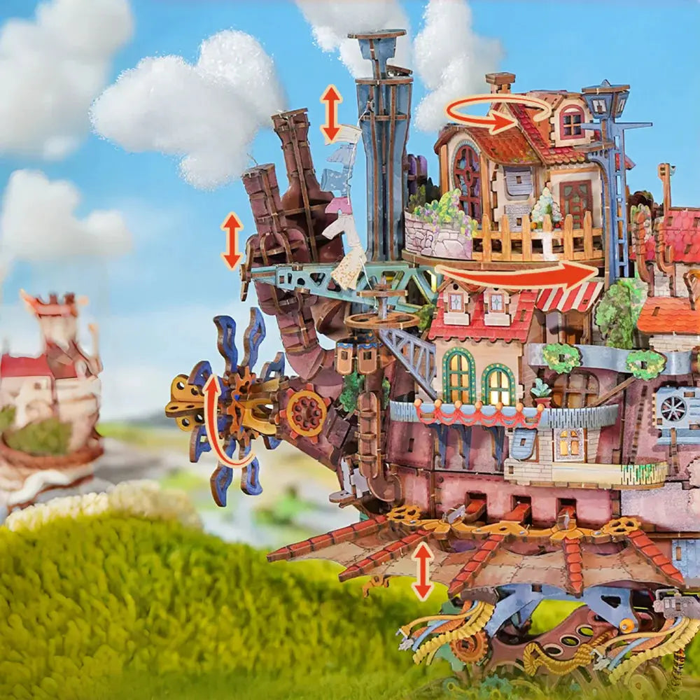Motorized Walking Castle Mechanical 3D Wooden Puzzle Kit