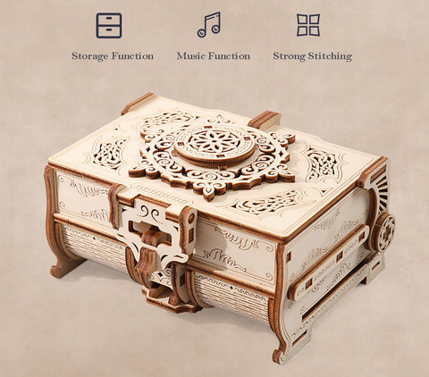 Fifijoy Music Box 3D Wooden Mechanical Jewelry Box