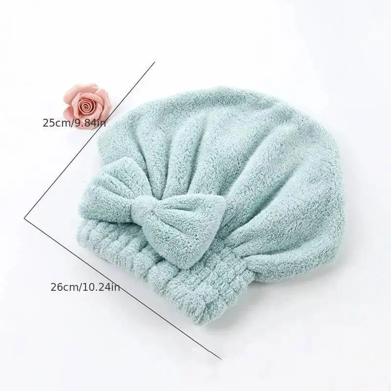 Women's 2-Piece/4-Piece Hair Care Set – Ultra-Absorbent Shower & Hair Drying Caps with Bow Design