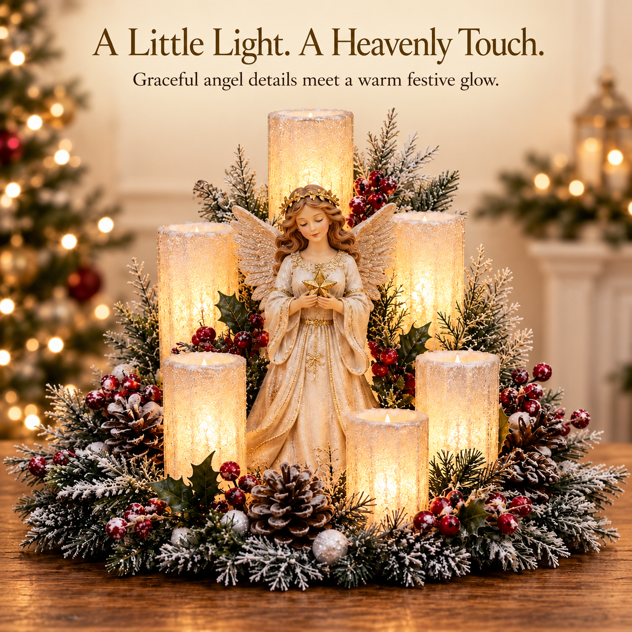 🔥Hot Sale🔥 - 🌲Christmas Lighted Centerpiece with Flameless Candle Glow