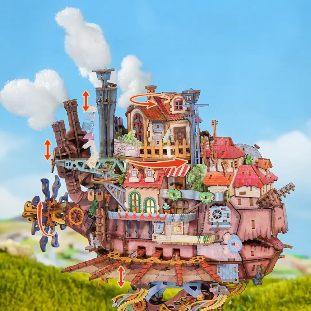 Motorized Walking Castle Mechanical 3D Wooden Puzzle Kit