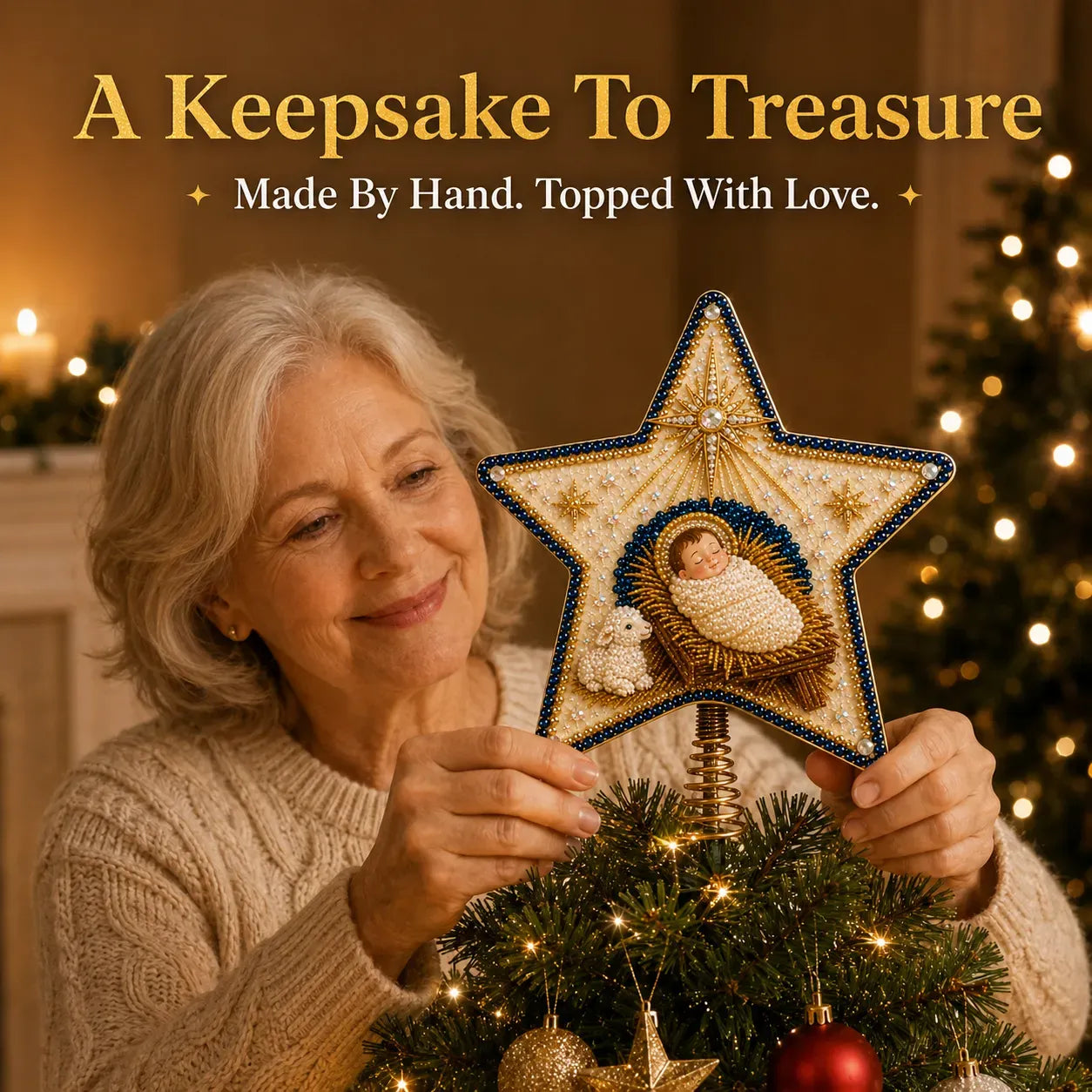  Floralshe DIY Pearl Art Tree Topper - ✝️ The Birth of Jesus