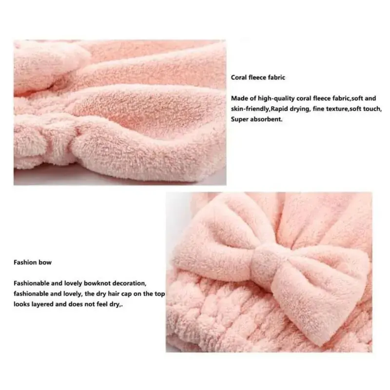 Women's 2-Piece/4-Piece Hair Care Set – Ultra-Absorbent Shower & Hair Drying Caps with Bow Design