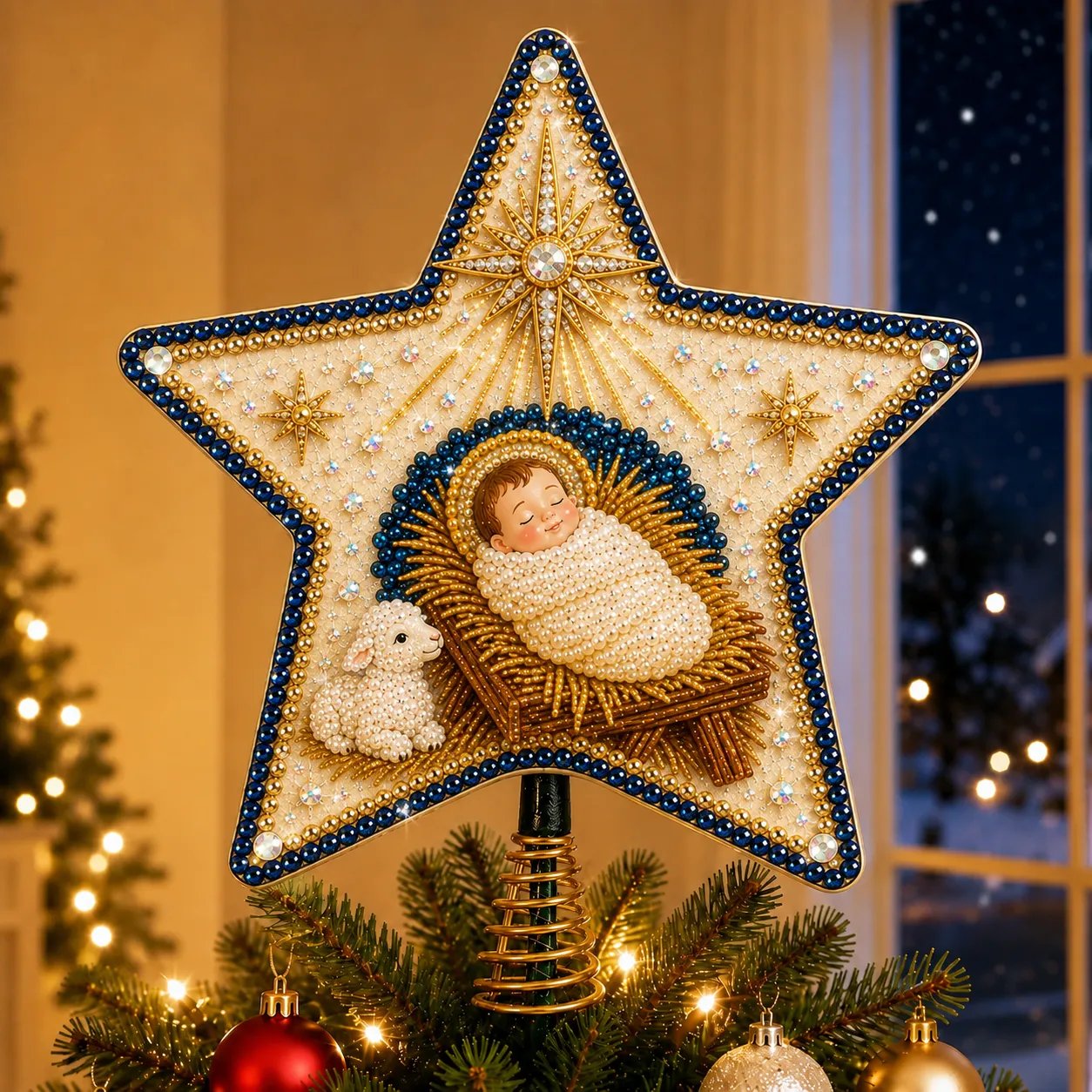  Floralshe DIY Pearl Art Tree Topper - ✝️ The Birth of Jesus