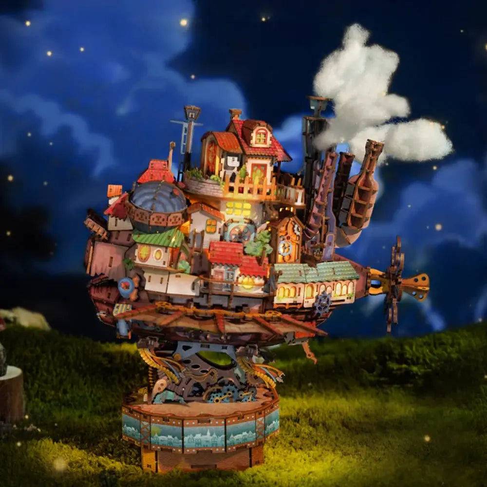 Motorized Walking Castle Mechanical 3D Wooden Puzzle Kit