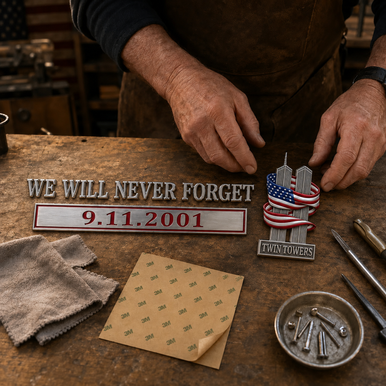 We Will Never Forget – 9.11.2001 Memorial Car Emblem