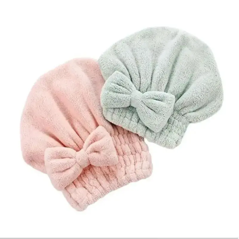 Women's 2-Piece/4-Piece Hair Care Set – Ultra-Absorbent Shower & Hair Drying Caps with Bow Design