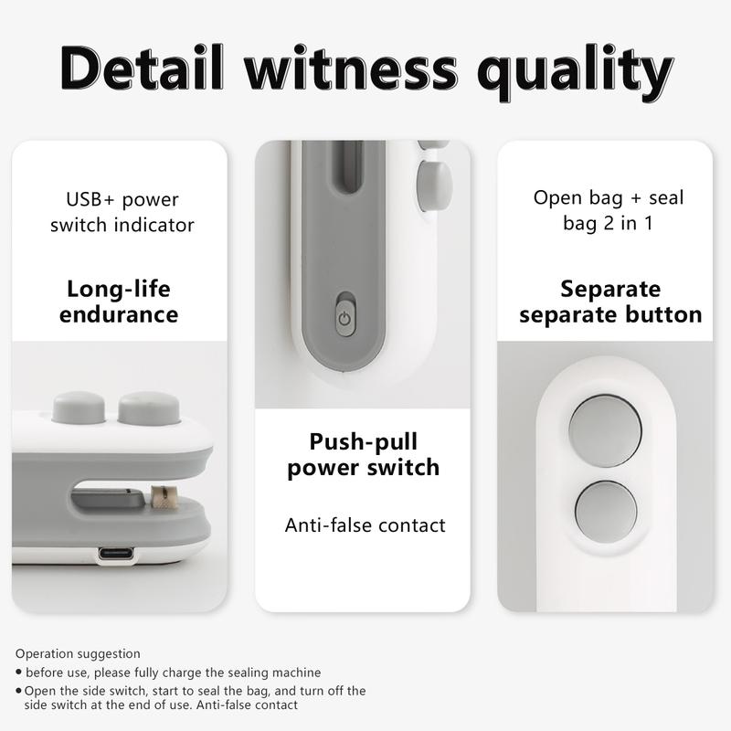 Mini snack bag sealing machine,2 in 1 heat USB rechargeable snack bag selaer