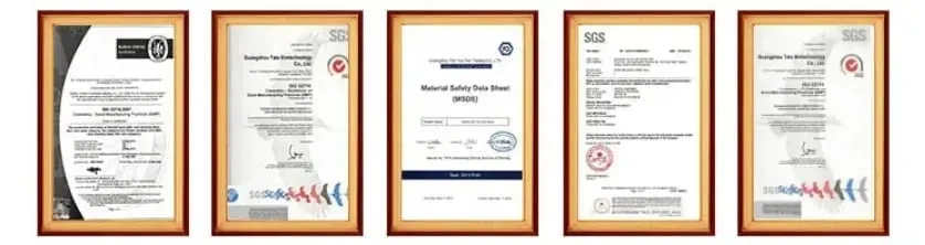 Certification documents supplied by the store