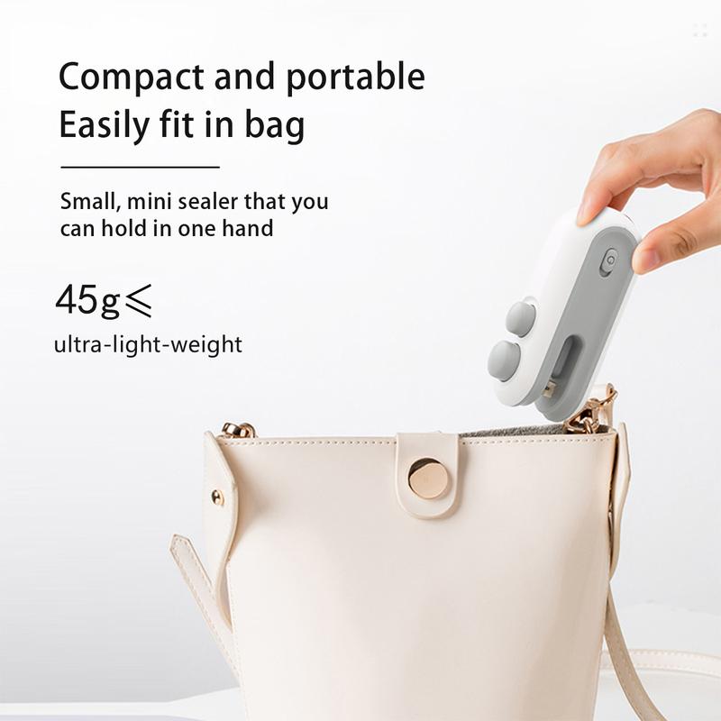 Mini snack bag sealing machine,2 in 1 heat USB rechargeable snack bag selaer