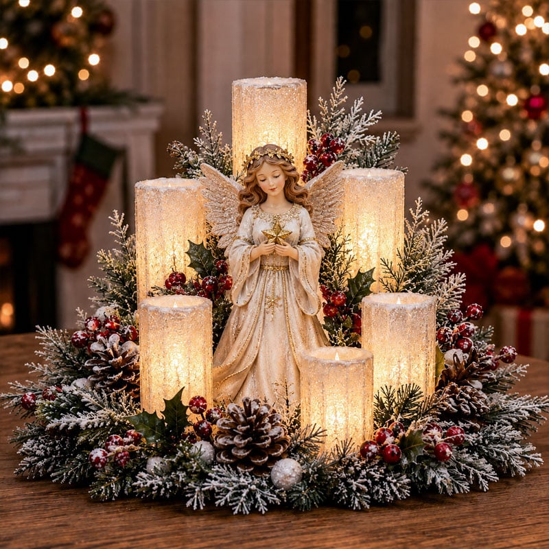 🔥Hot Sale🔥 - 🌲Christmas Lighted Centerpiece with Flameless Candle Glow