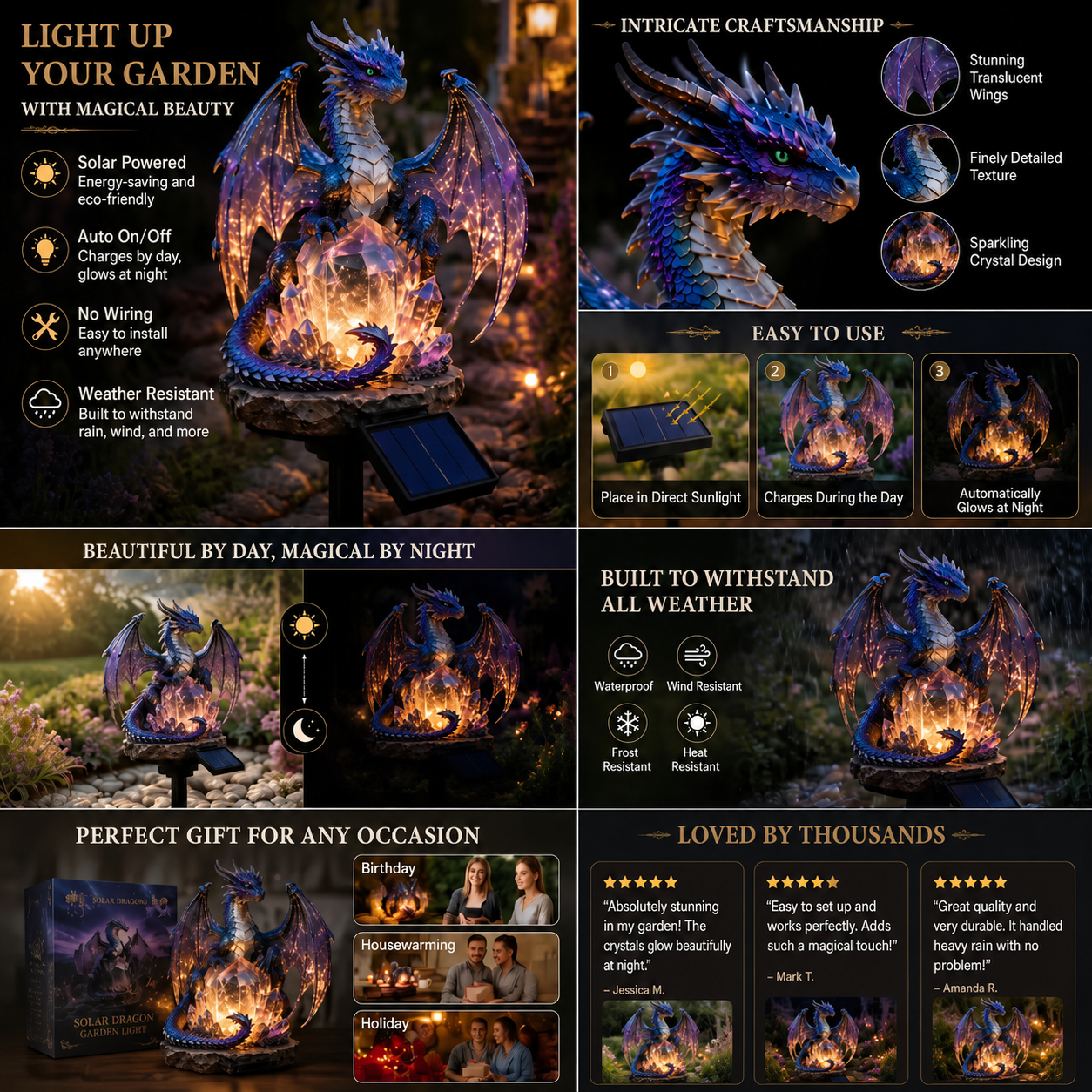 🐉✨ Solar Dragon Crystal Garden Light – Glowing Outdoor Fantasy Decoration with Solar Panel ☀️🌿