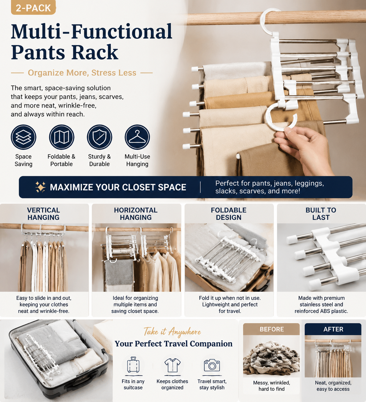 Multi-Functional Pants Rack (2-Pack)