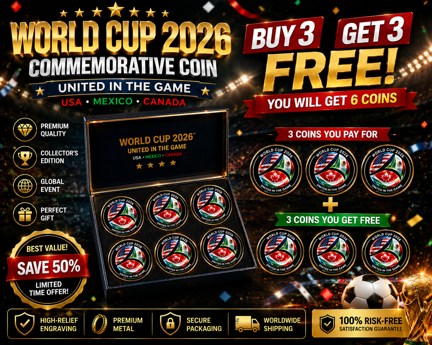 ⚽ World Cup 2026 “United In The Game” Commemorative Coin