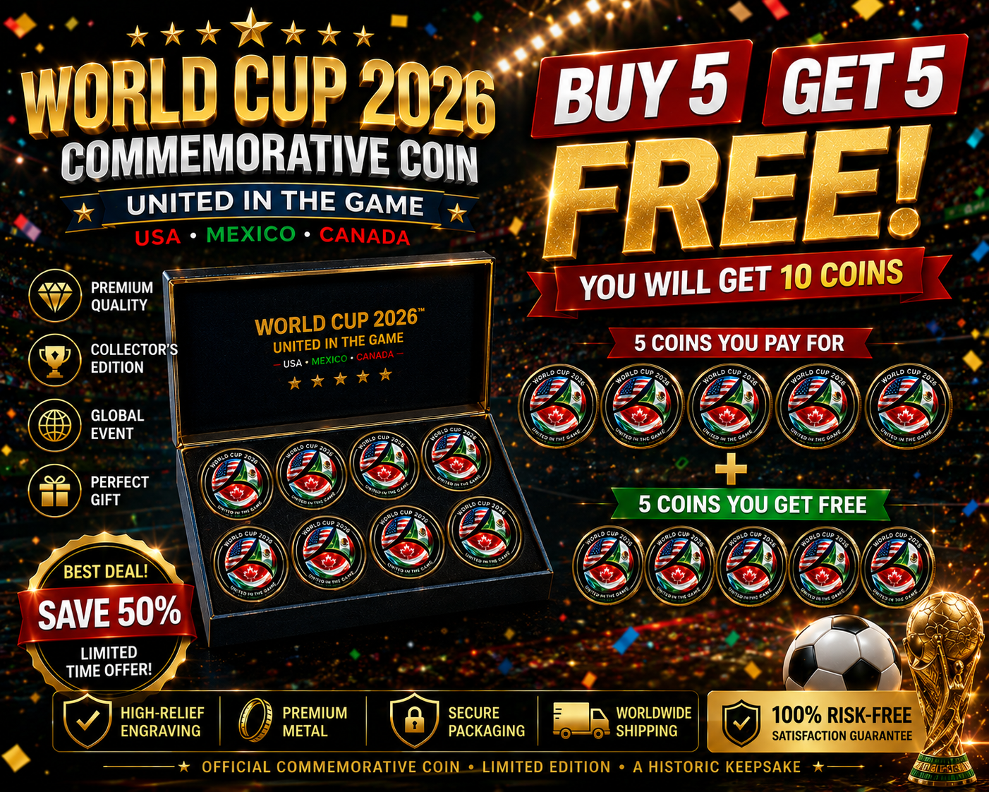 ⚽ World Cup 2026 “United In The Game” Commemorative Coin