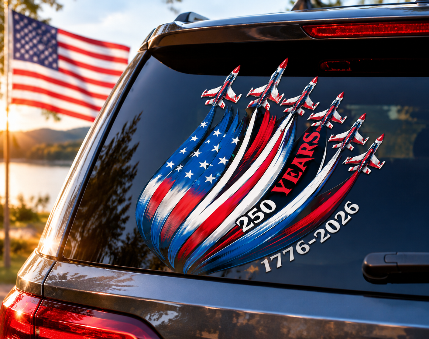 🔥 LIMITED TIME OFFER – America 250th Anniversary Patriotic UV DTF 3D Car Decal (1776–2026)