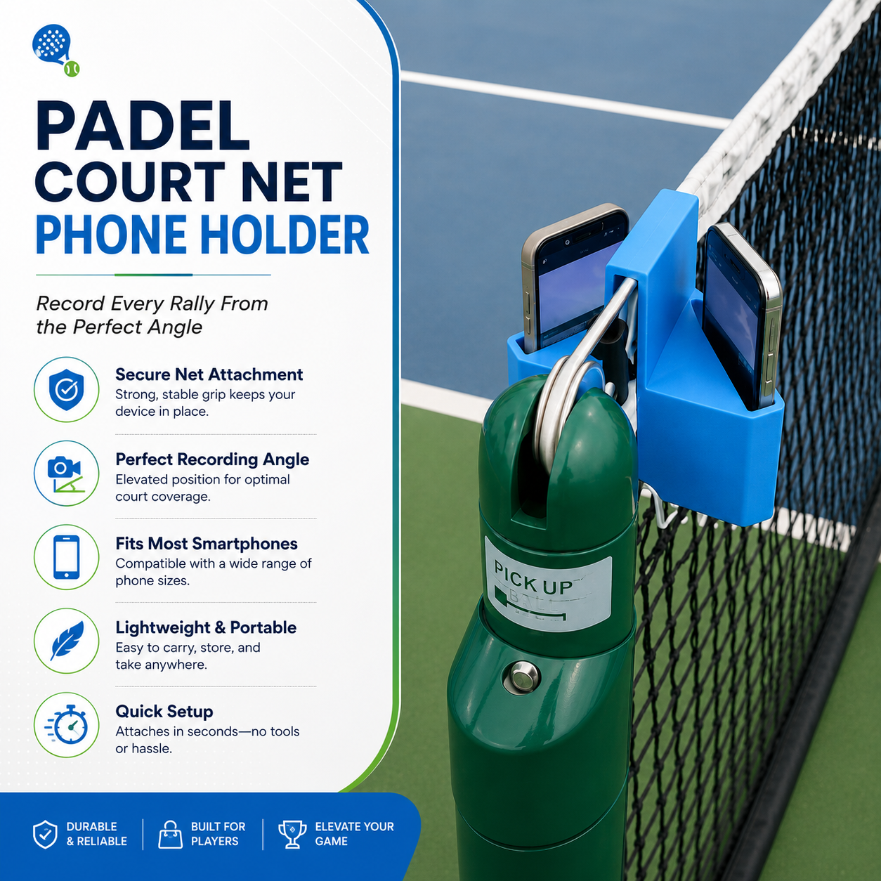 📱 Padel Court Net Phone Holder