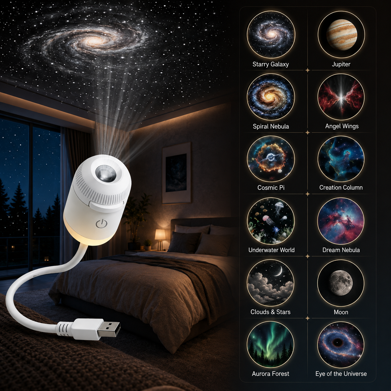 🔥LAST DAY 50% OFF - 🌌🌠HD Smart Dynamic 5D Holographic Night Light Projector