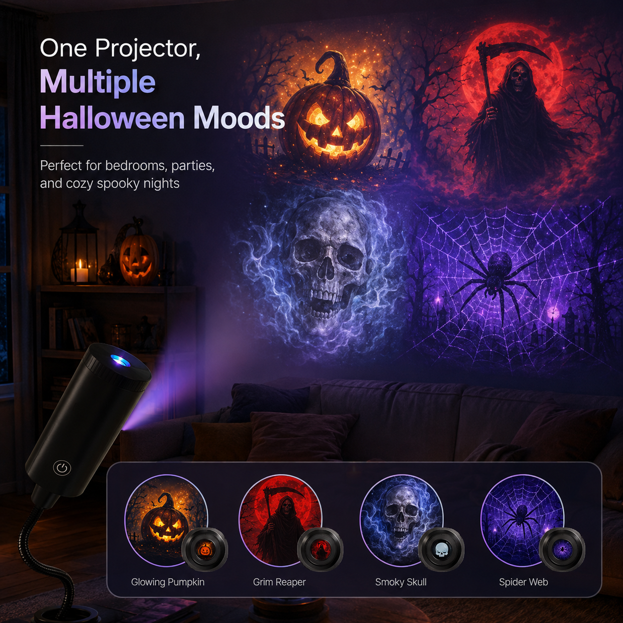 Halloween Projection Lens Set – 6 Spooky Scenes