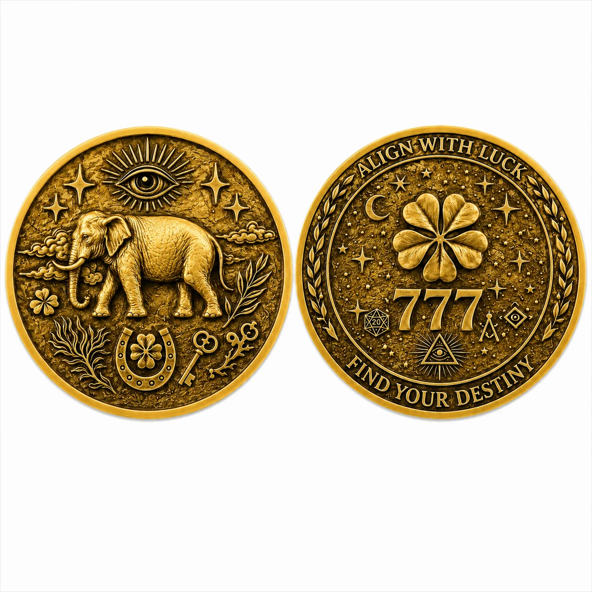 3D Lucky Elephant & 777 Fortune Coin – Align With Luck, Find Your Destiny 🍀