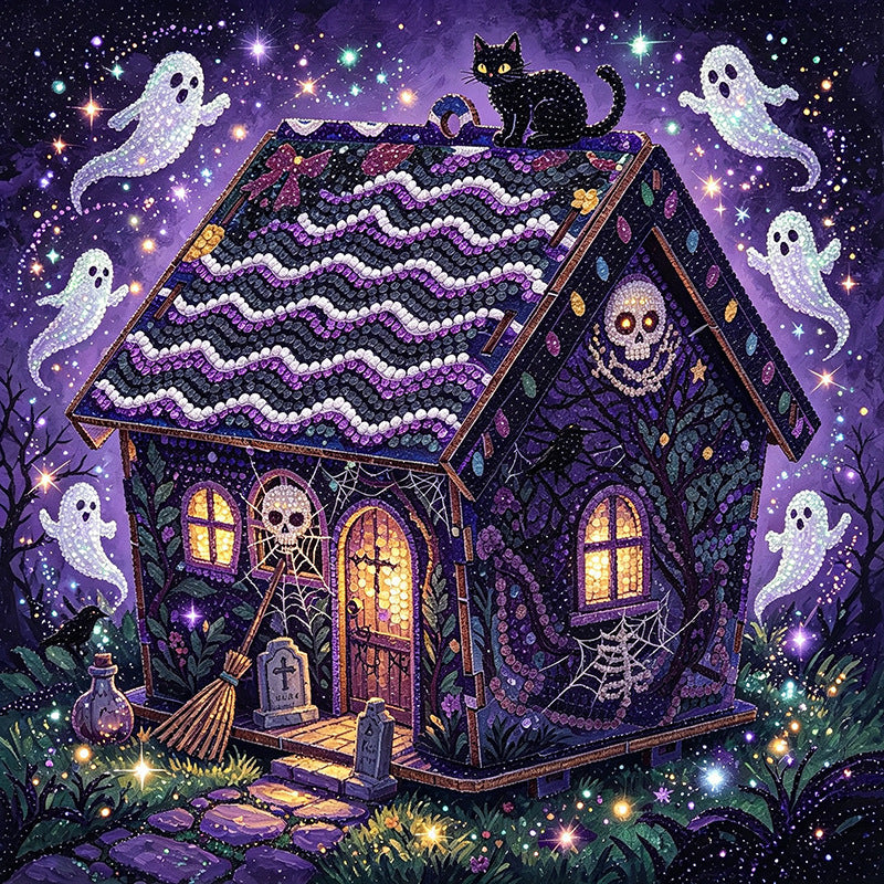 Pumpkin Haunted House 3D Wooden Diamond Art Kit
