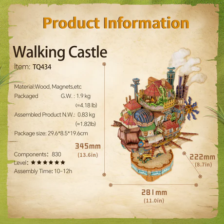 Motorized Walking Castle Mechanical 3D Wooden Puzzle Kit