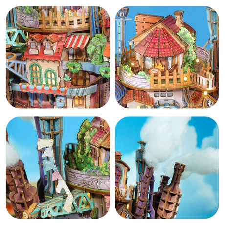 Motorized Walking Castle Mechanical 3D Wooden Puzzle Kit