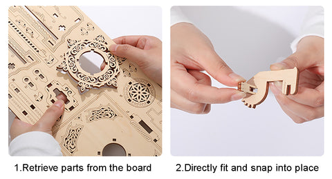 Fifijoy Music Box 3D Wooden Mechanical Jewelry Box