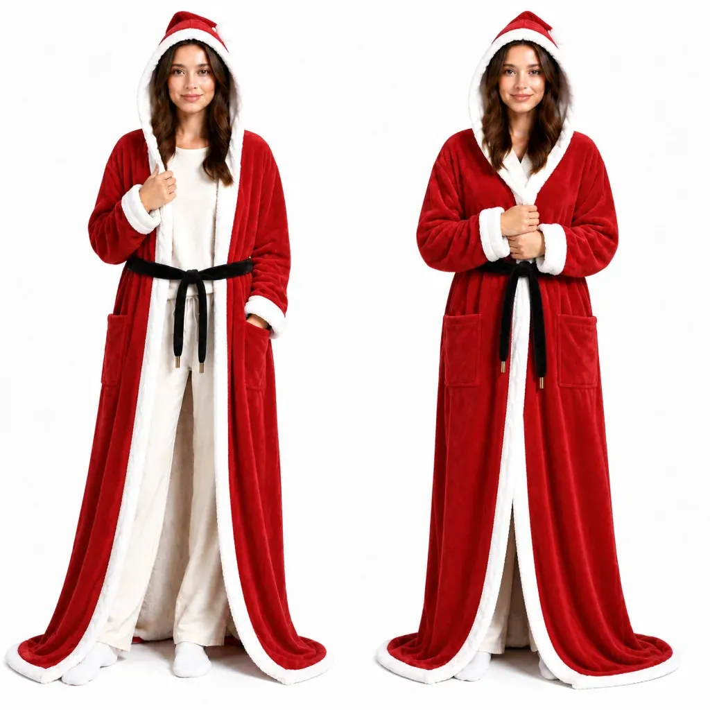 Festive red oversized hooded blanket robe