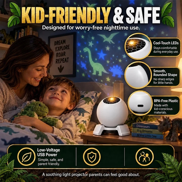 Rounded projector shown during parent and child bedtime
