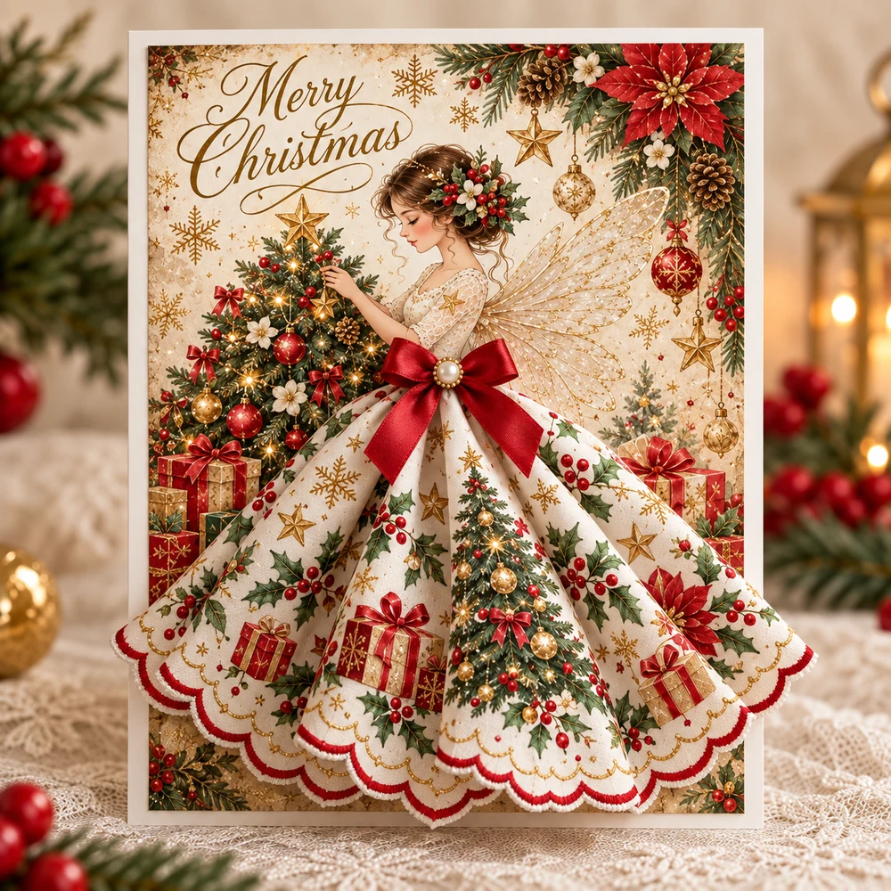 Christmas Tree 3D Christmas angel greeting card