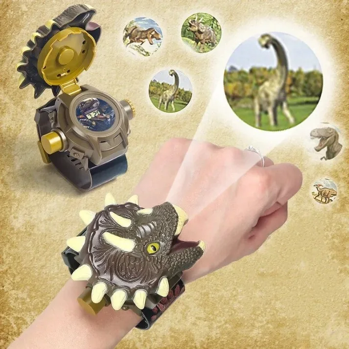 Dinosaur watch projecting prehistoric animals around a child&rsquo;s wrist