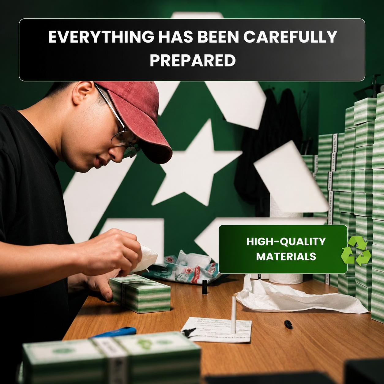 Product preparation process for the levitating cash display