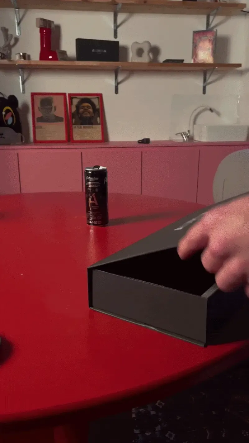 Customer-style unboxing and setup view of the magnetic levitation base