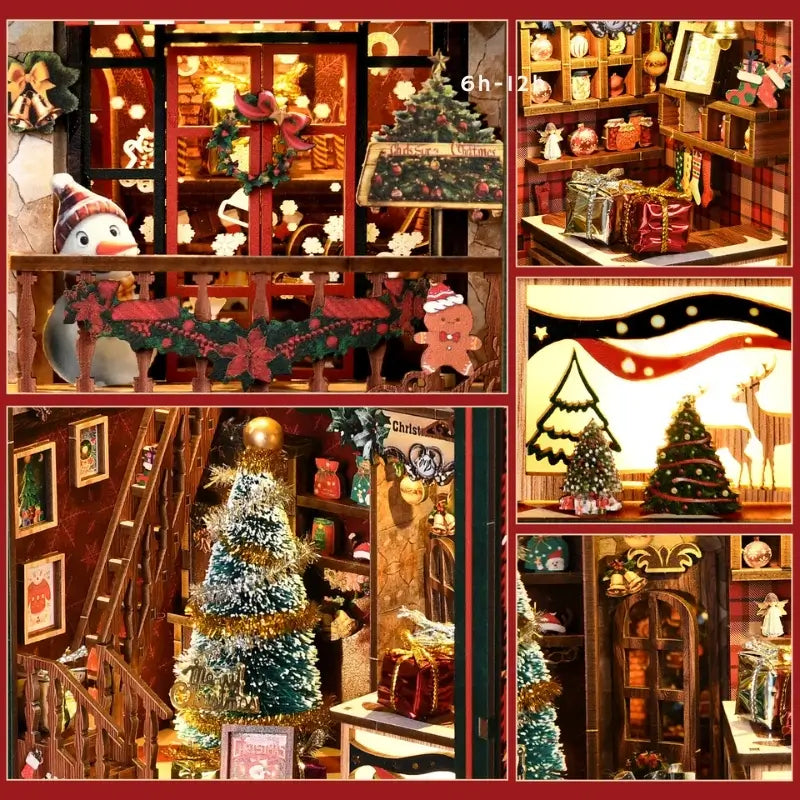 Christmas Shop DIY Book Nook miniature holiday shop details