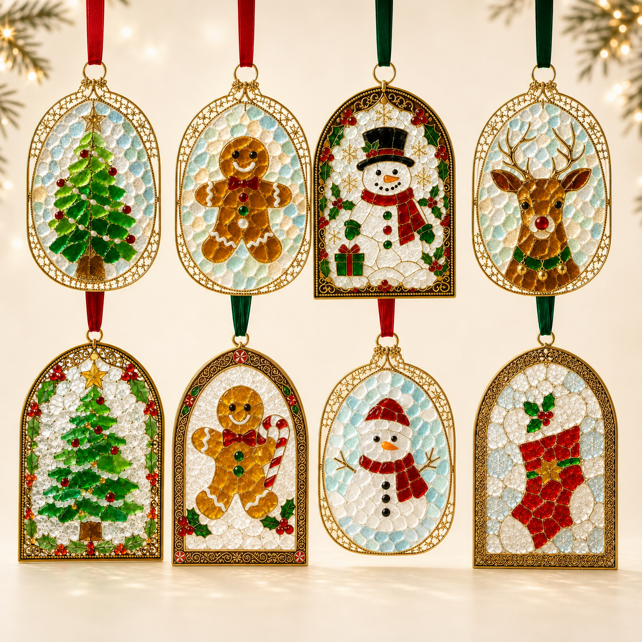 Christmas Stained Glass-Style Acrylic Suncatcher