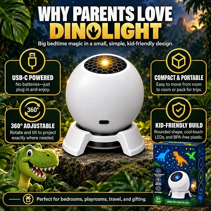 Overview of the dinosaur projector and its adjustable compact design