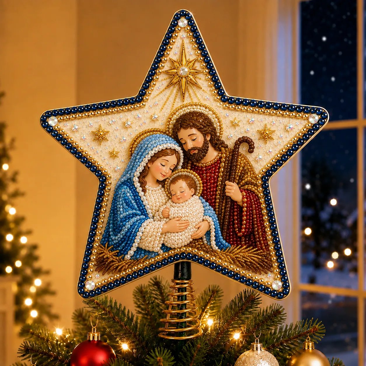  Floralshe DIY Pearl Art Tree Topper - ✝️ The Birth of Jesus