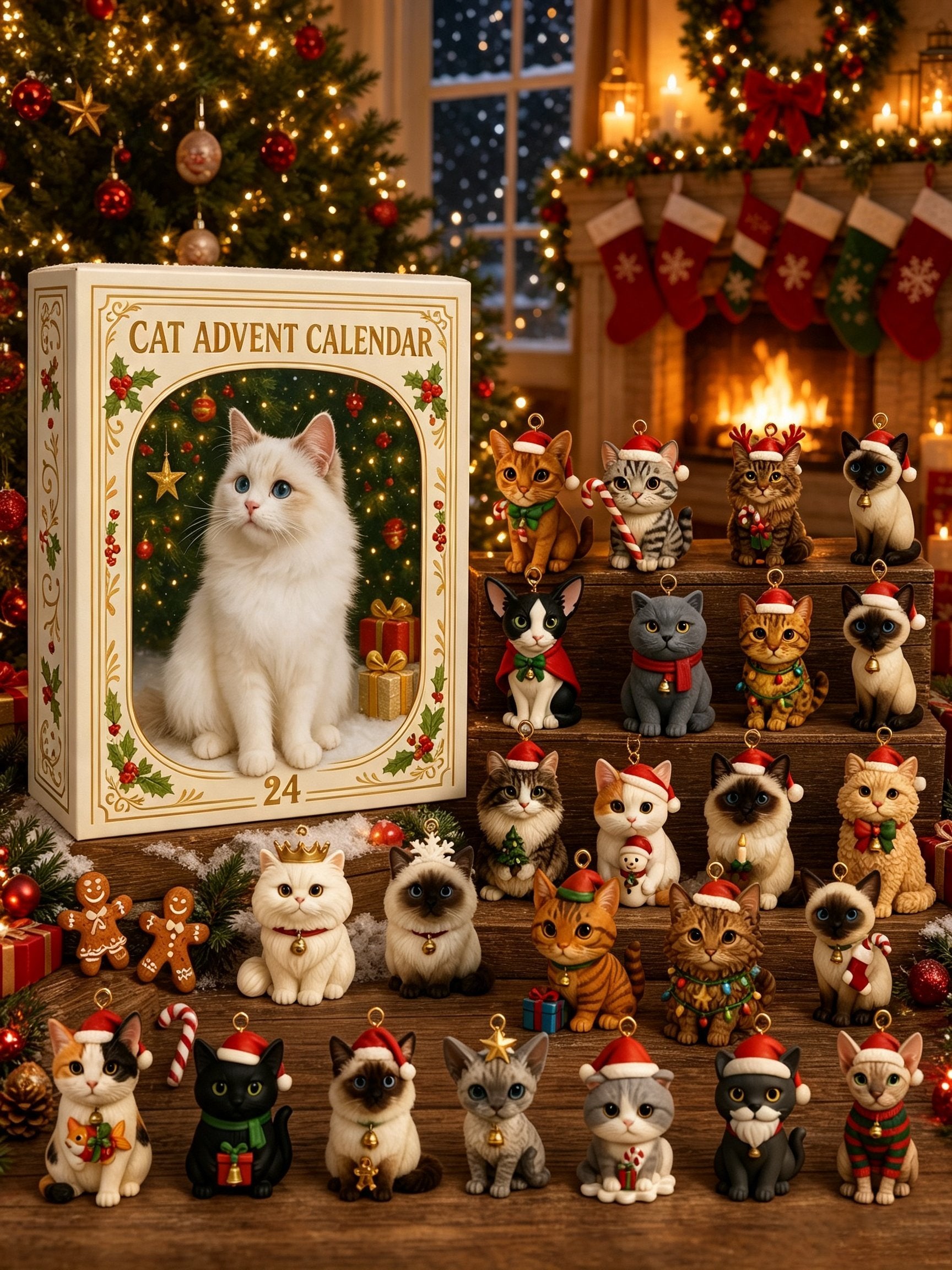 🎄 2026 Cat Advent Calendar – 24 Christmas Cat Charms 🐱✨