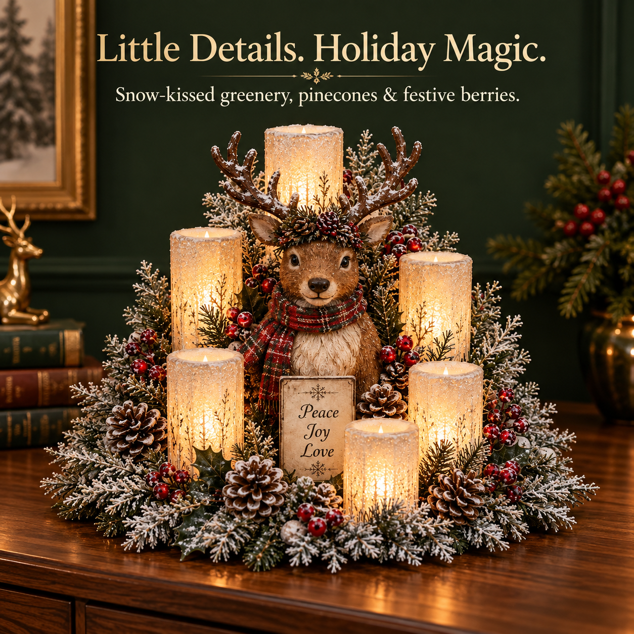 🔥Hot Sale🔥 - 🌲Christmas Lighted Centerpiece with Flameless Candle Glow