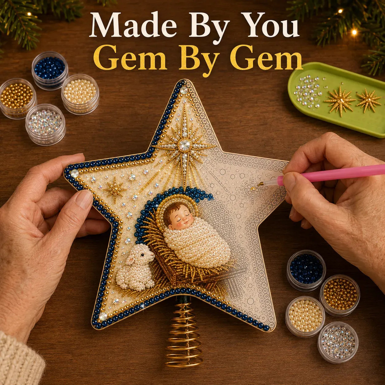  Floralshe DIY Pearl Art Tree Topper - ✝️ The Birth of Jesus