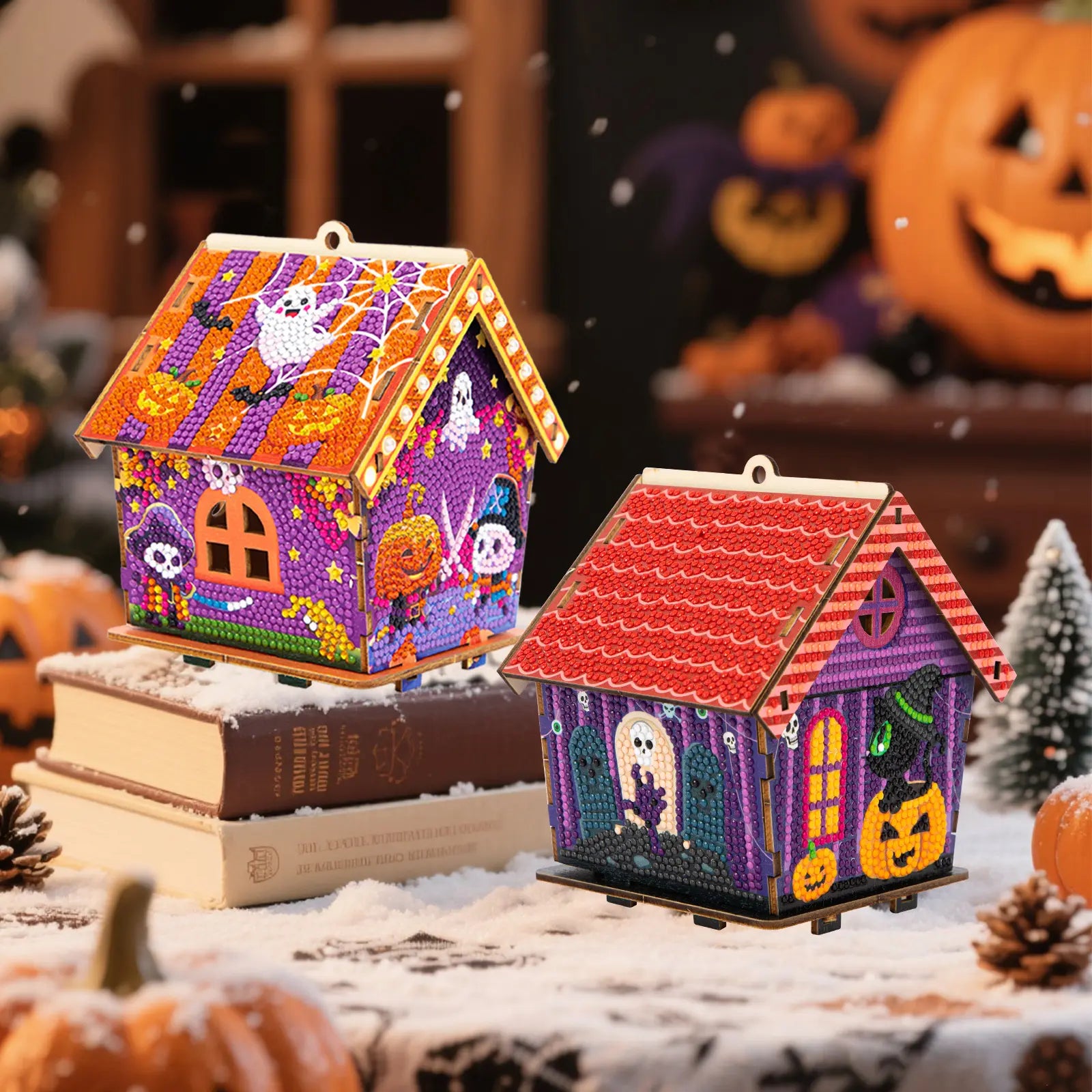 Pumpkin Haunted House 3D Wooden Diamond Art Kit