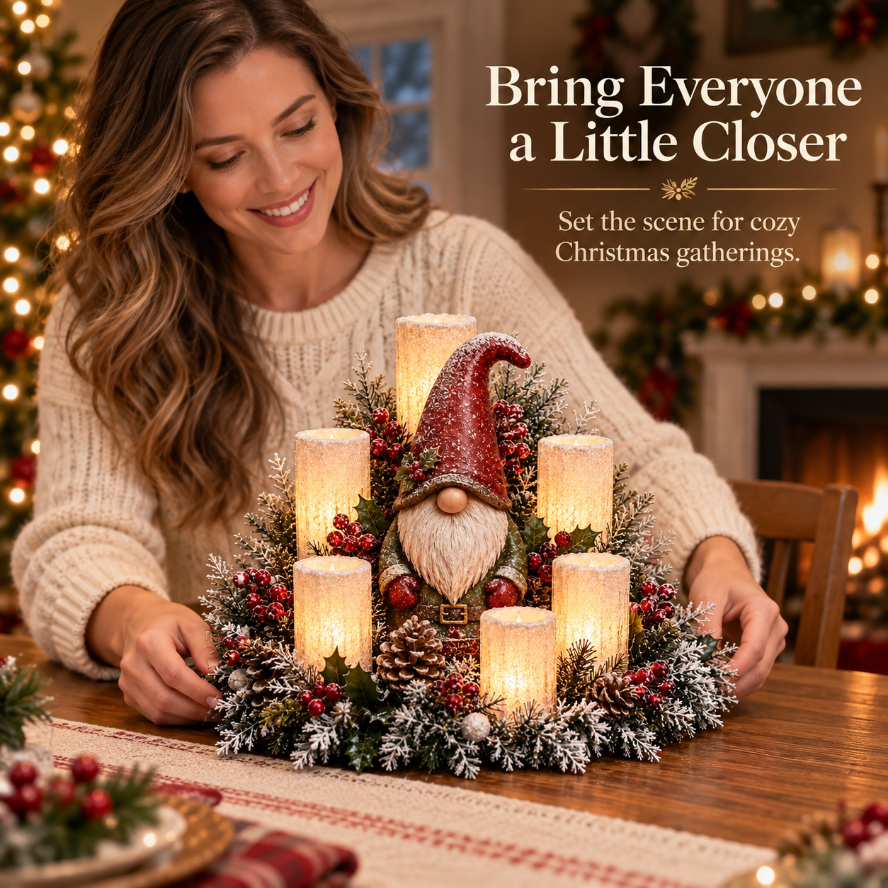 🔥Hot Sale🔥 - 🌲Christmas Lighted Centerpiece with Flameless Candle Glow
