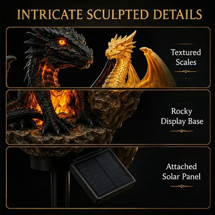 🐉 Solar Twin Dragon Garden Light | Fantasy Outdoor Décor with a Warm Ember Glow