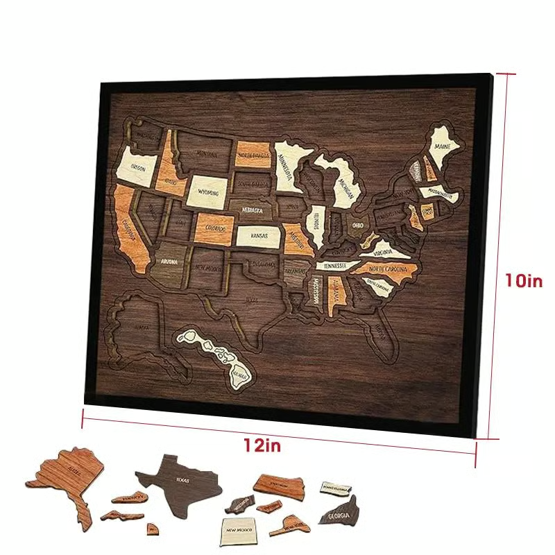 🔥Last Day 49% OFF -🇺🇸 Wooden USA Travel Map Puzzle🧩A Stylish Way to Track Your Journey