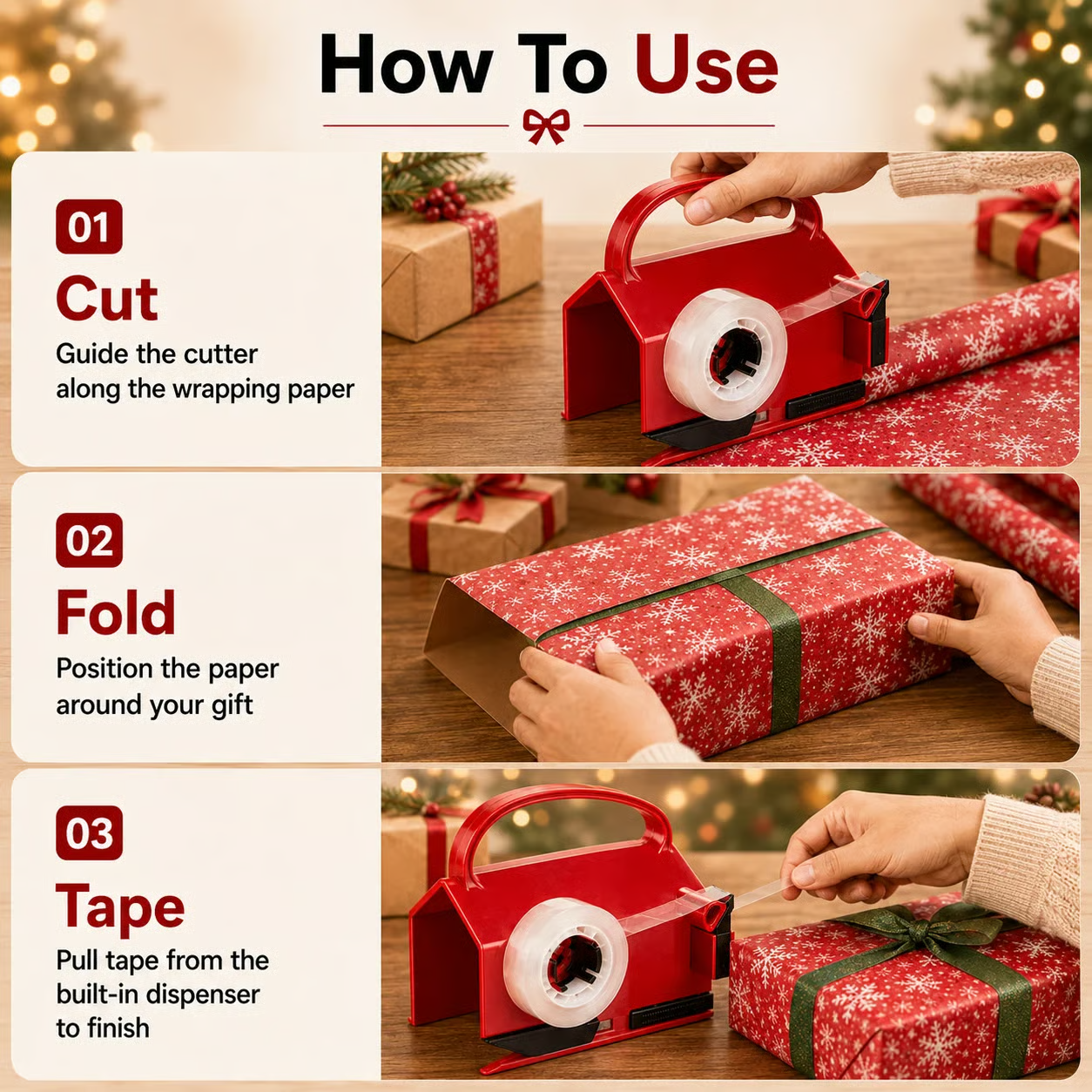 ⏳ LAST DAY SALE 40% OFF !!🔥🔥 New Style Wrapping Paper Cutter – Helps Cut Straight & Clean, Hidden Blade Design, for Wrapping Paper Rolls 🎁