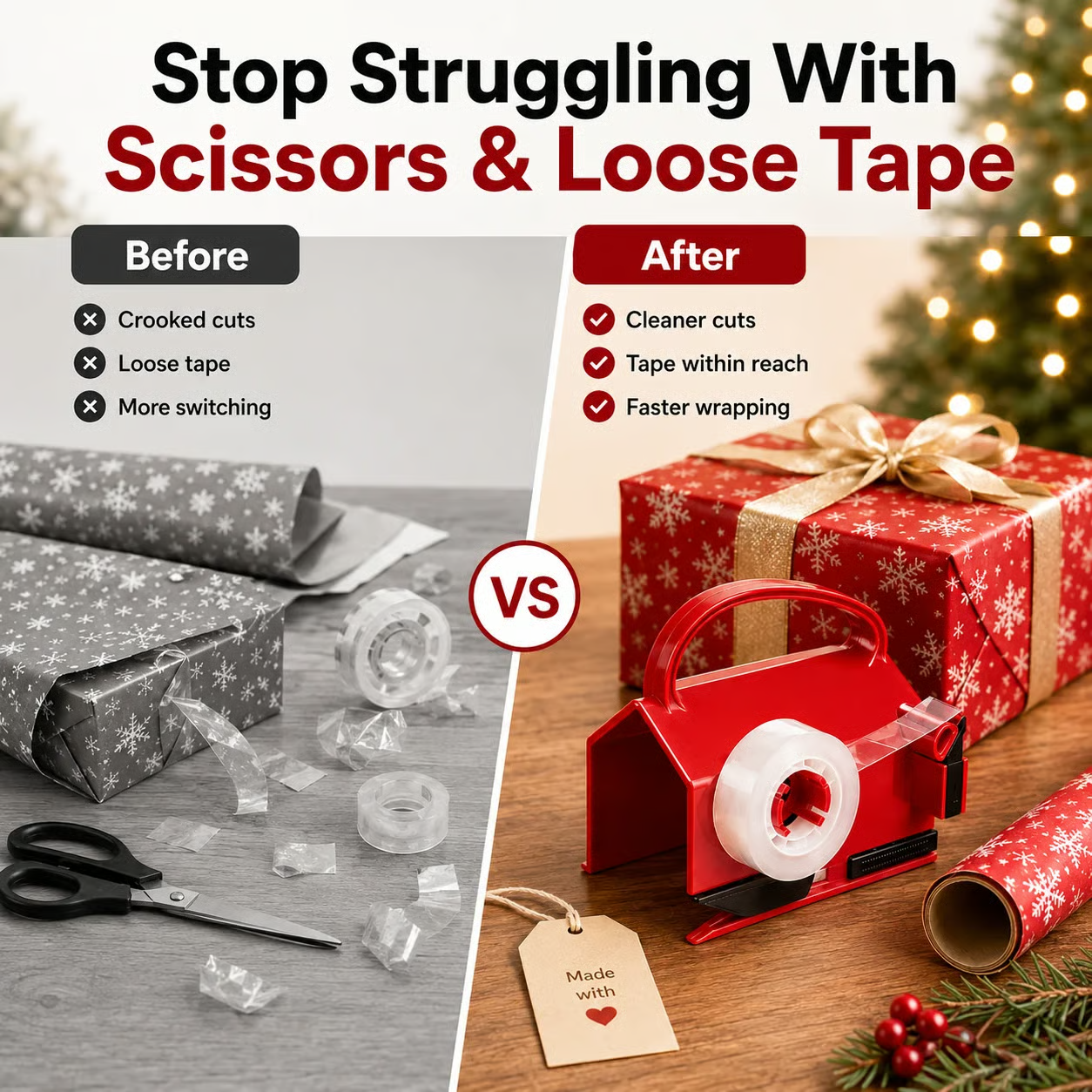 ⏳ LAST DAY SALE 40% OFF !!🔥🔥 New Style Wrapping Paper Cutter – Helps Cut Straight & Clean, Hidden Blade Design, for Wrapping Paper Rolls 🎁