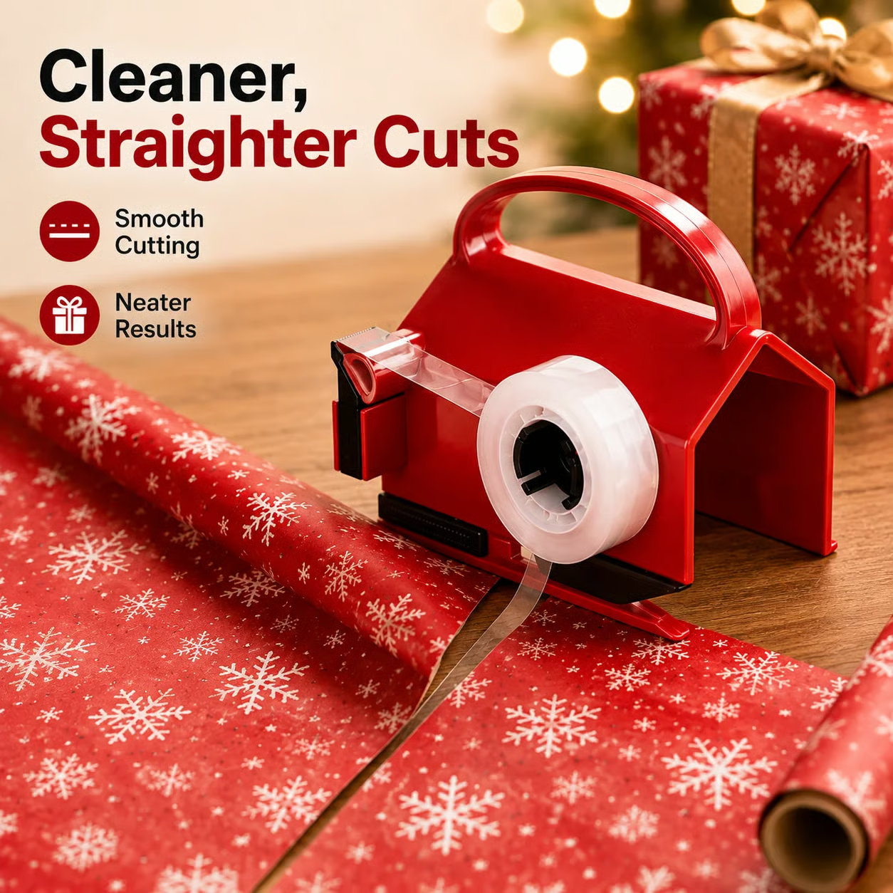 ⏳ LAST DAY SALE 40% OFF !!🔥🔥 New Style Wrapping Paper Cutter – Helps Cut Straight & Clean, Hidden Blade Design, for Wrapping Paper Rolls 🎁